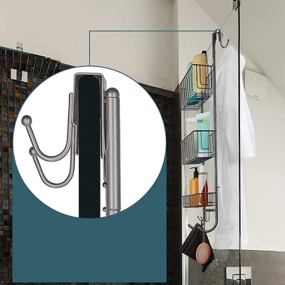 Smartpeas 34'' X 12'' Stainless Steel 3x Hanging Shower Caddy With Adhesive Hooks - Grey - Image 3