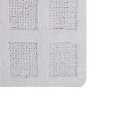 Square Honeycomb 100% Cotton Reversible Bath Rug White By Knightsbridge