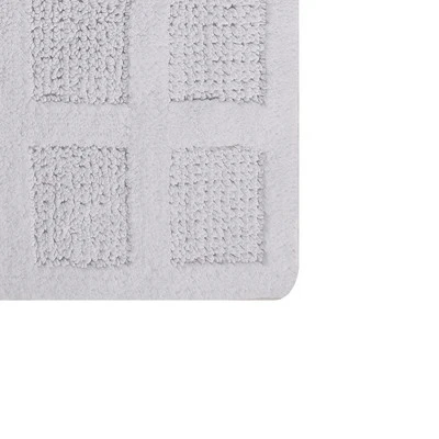 Square Honeycomb 100% Cotton Reversible Bath Rug White By Knightsbridge