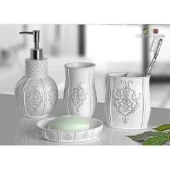 Creative Scents Vintage White Bathroom Accessories Set