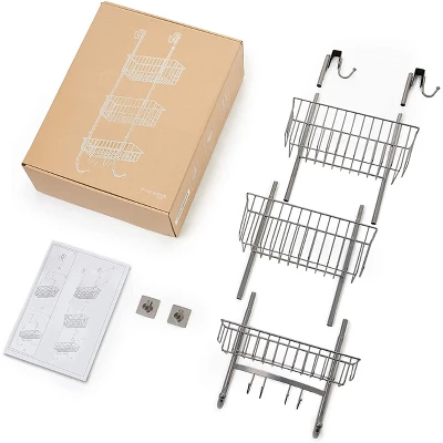 Smartpeas 34'' X 12'' Stainless Steel 3x Hanging Shower Caddy With Adhesive Hooks - Grey