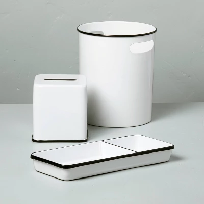 Metal Bath Wastebasket White/Black - Hearth & Hand™ With Magnolia - Image 2