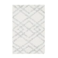 32"x20" Ansel Geo Diamond Yarn Dyed Cotton Tufted Bath Rug - Ink+Ivy