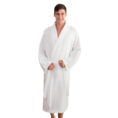 L/XL Waffle Weave Unisex Bathrobe White - Linum Home Textiles - Image 2