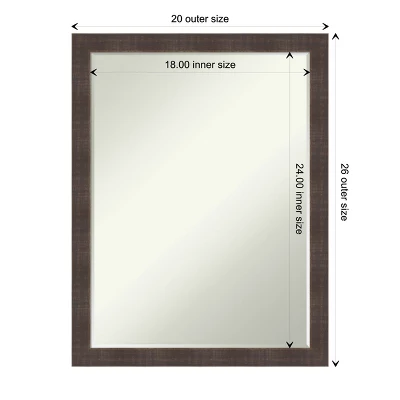 Amanti Art Whiskey Brown Rustic Petite Bevel Wood Bathroom Wall Mirror 26.25 X 20.25 In. - Image 3