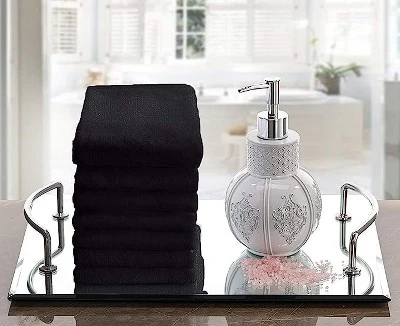 Creative Scents Set Of 4 Black Fingertip Terry Towels