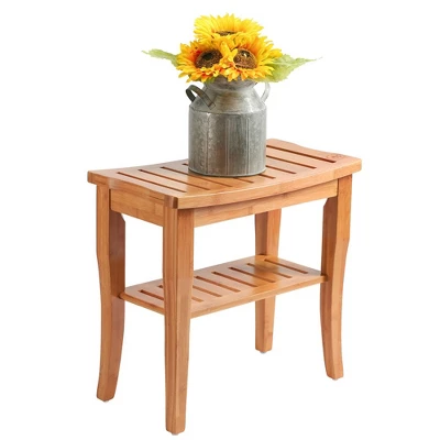 Bamboo Shower Bench, With Storage Shelf For Indoor Or Outdoor Use Dimension: 10" X 19" X 18" - Image 5