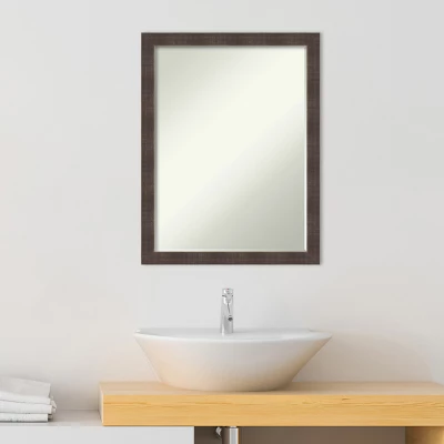 Amanti Art Whiskey Brown Rustic Petite Bevel Wood Bathroom Wall Mirror 26.25 X 20.25 In. - Image 4