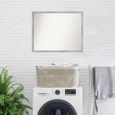 29" X 23" Non-Beveled Shiplap White Narrow Wood Bathroom Wall Mirror - Amanti Art - Image 8