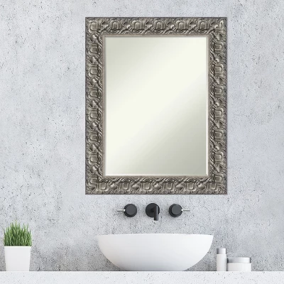 Amanti Art Silver Luxor Petite Bevel Wood Bathroom Wall Mirror 29.5 X 23.5 In. - Image 7