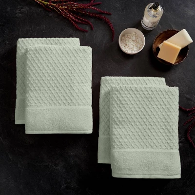 4pc Cotton Diamond Textured Bath Towel Set - Isla Jade - Image 11