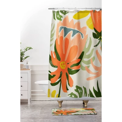 Oranges Flowers Rain Summer Floral Memory Foam Bath Mat - Deny Designs - Image 3