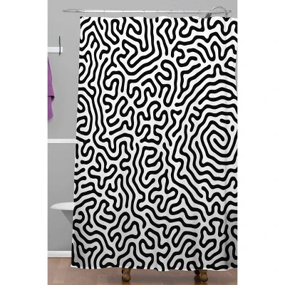 Adam Priester Coral Pattern Shower Curtain Black/White - Deny Designs